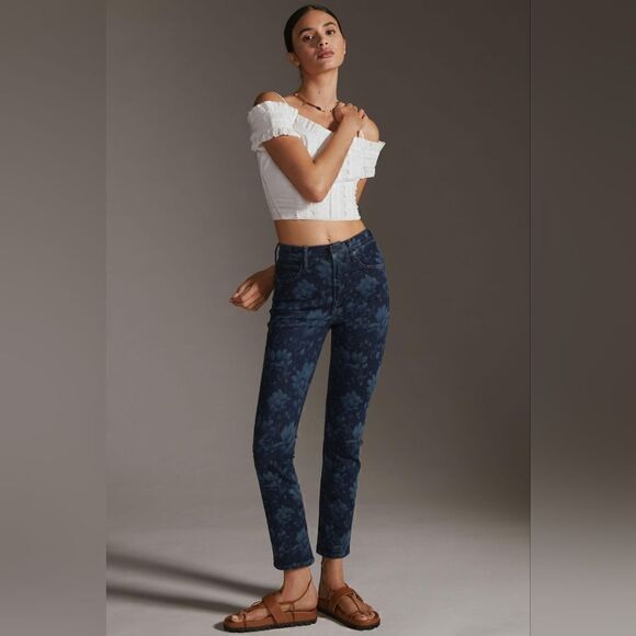 Mother The Dazzler Hover High Rise Straight Leg Jeans In Field Of Depth Size 25 - Picture 6 of 15